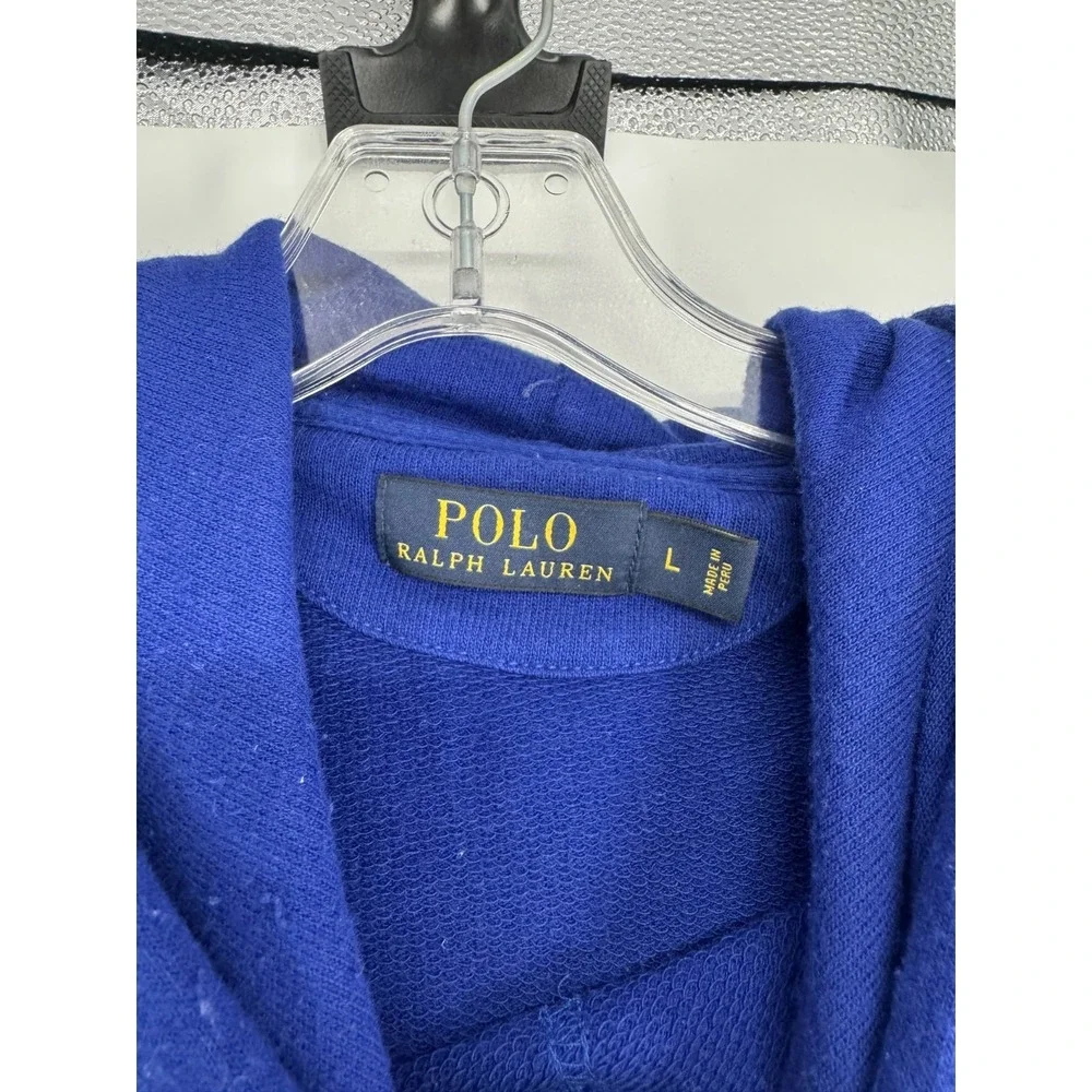 Polo Ralph Lauren Sweater Hoodie Mens Large Blue White Striped Knit Pullover